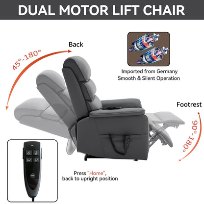 Power Lift Recliner Chair,Dual Infinite Position, Heat Massage, Remote