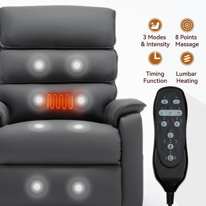 Power Lift Recliner Chair,Dual Infinite Position, Heat Massage, Remote