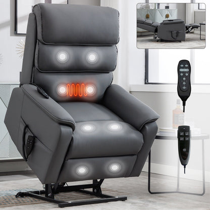 Power Lift Recliner Chair,Dual Infinite Position, Heat Massage, Remote