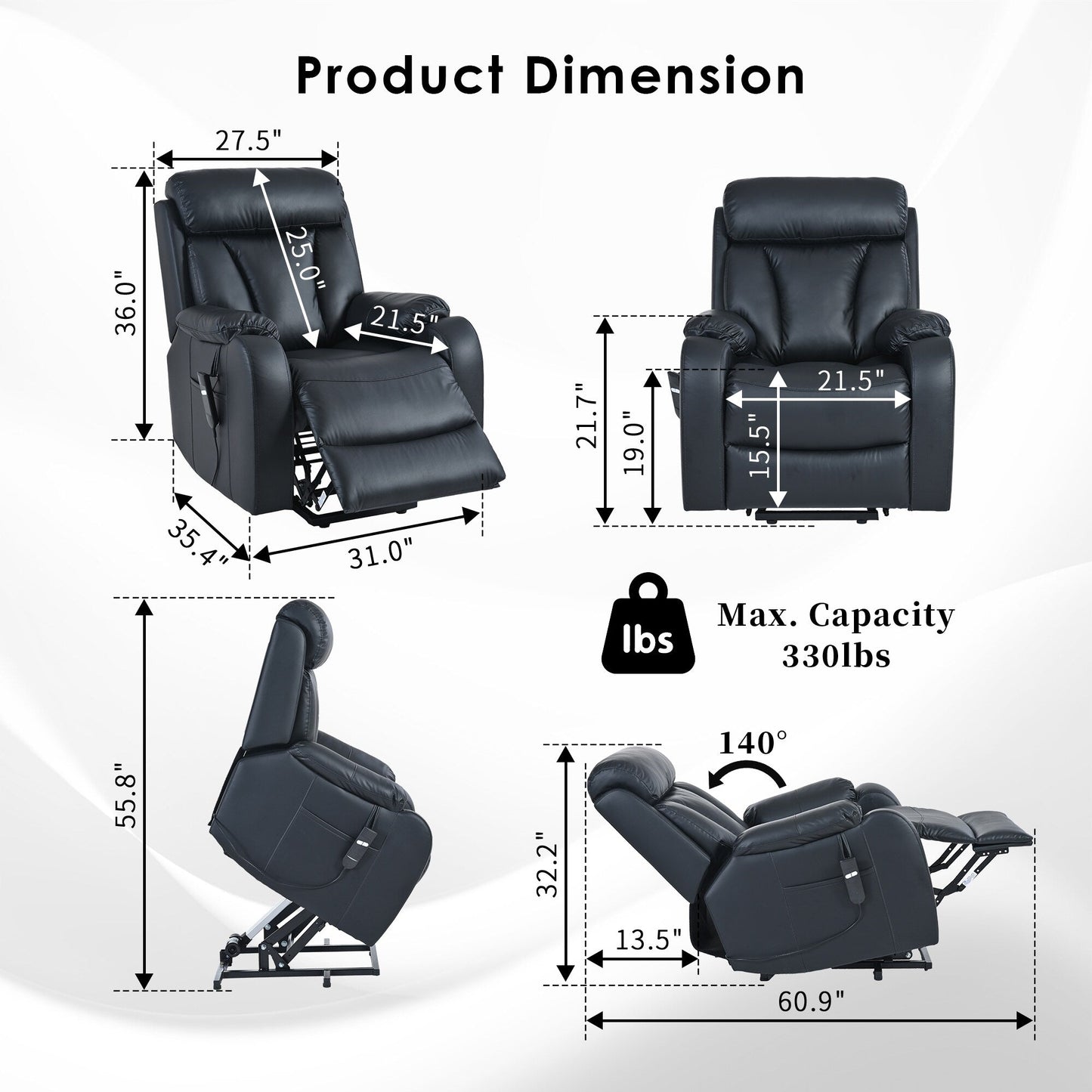 Power Lift Recliner for Elderly with Remote & Side Pocket