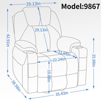 Power Lift Recliner with 8-Point Massage, Lumbar Heat, Dual USB Charging, and Stainless Steel Cup Holders
