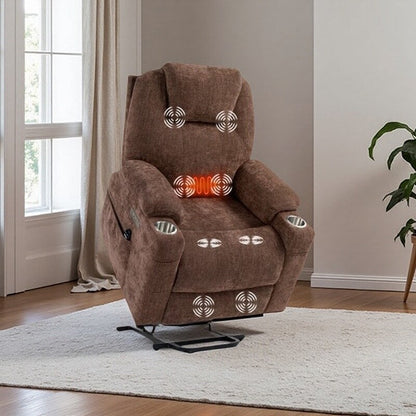 Power Lift Recliner with 8-Point Massage, Lumbar Heat, Dual USB Charging, and Stainless Steel Cup Holders
