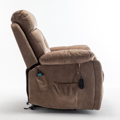 Power Lift Recliner with German Motor, Massage, Heat, Stainless Steel Cup Holders, and Quick Assembly