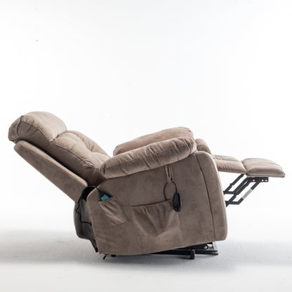 Power Lift Recliner with German Motor, Massage, Heat, Stainless Steel Cup Holders, and Quick Assembly