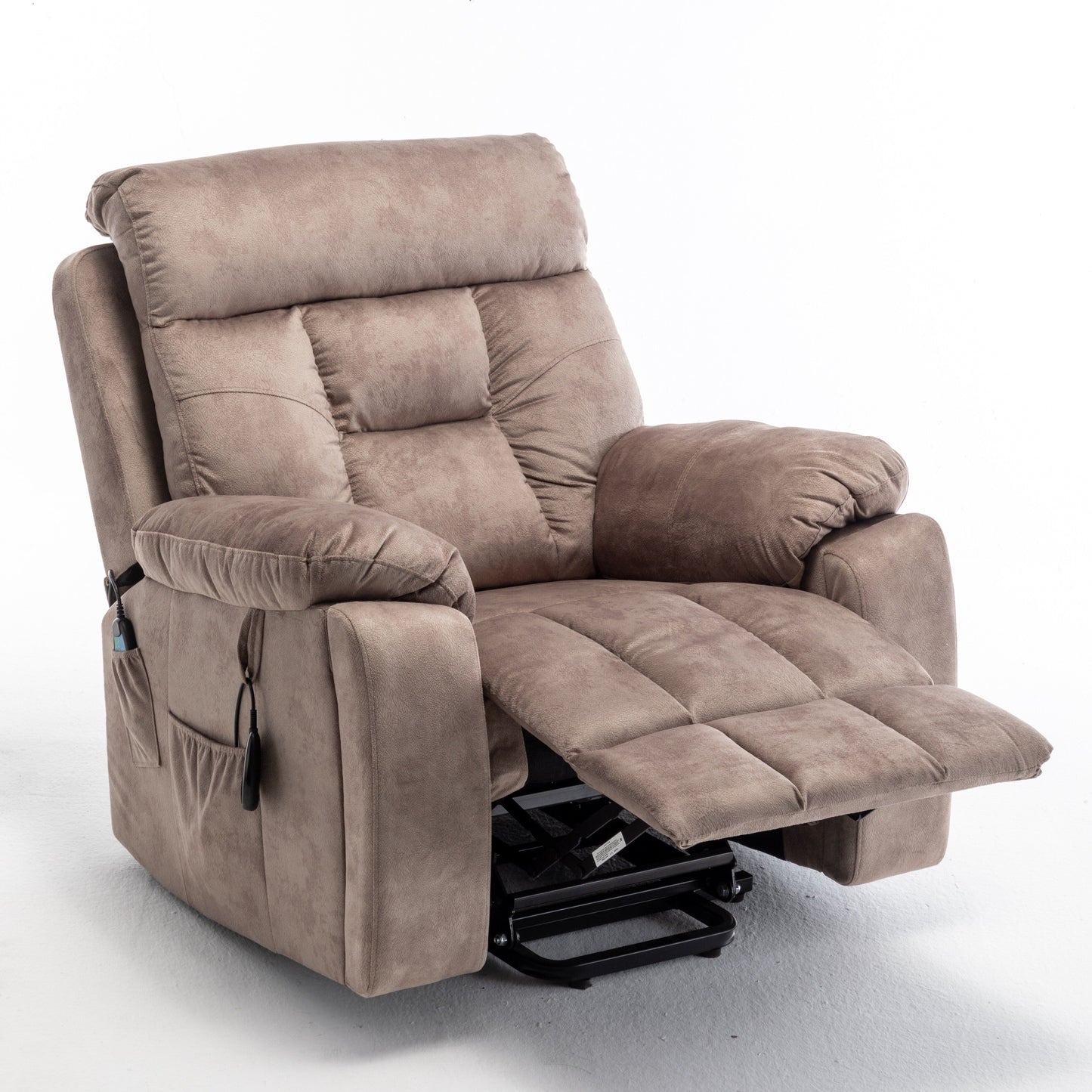 Power Lift Recliner with German Motor, Massage, Heat, Stainless Steel Cup Holders, and Quick Assembly