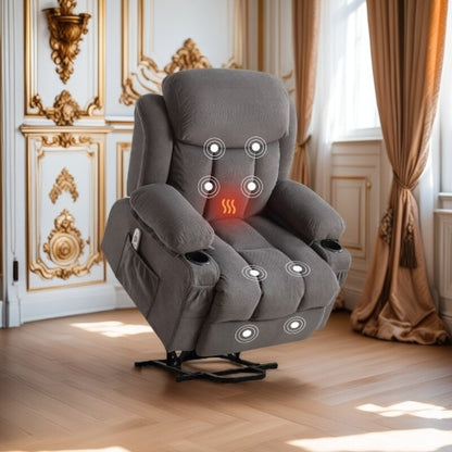 Power Lift Recliner with Heating, Vibration Massage, USB Charging, Remote Control & Storage Pockets for Seniors