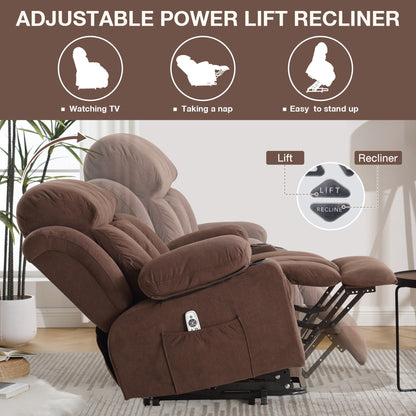 Power Lift Recliner with Heating, Vibration Massage, USB Charging, Remote Control & Storage Pockets for Seniors