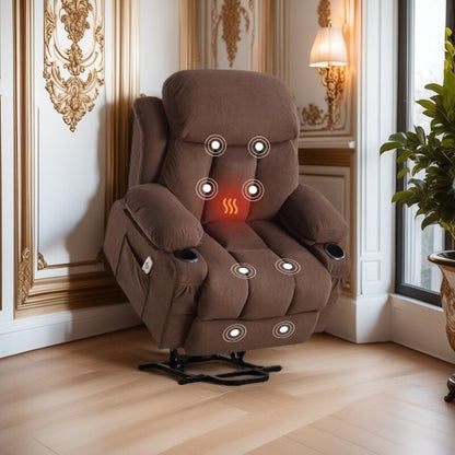 Power Lift Recliner with Heating, Vibration Massage, USB Charging, Remote Control & Storage Pockets for Seniors