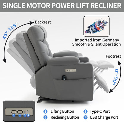 Power Lift Recliner with Massage, Heat & USB Ports