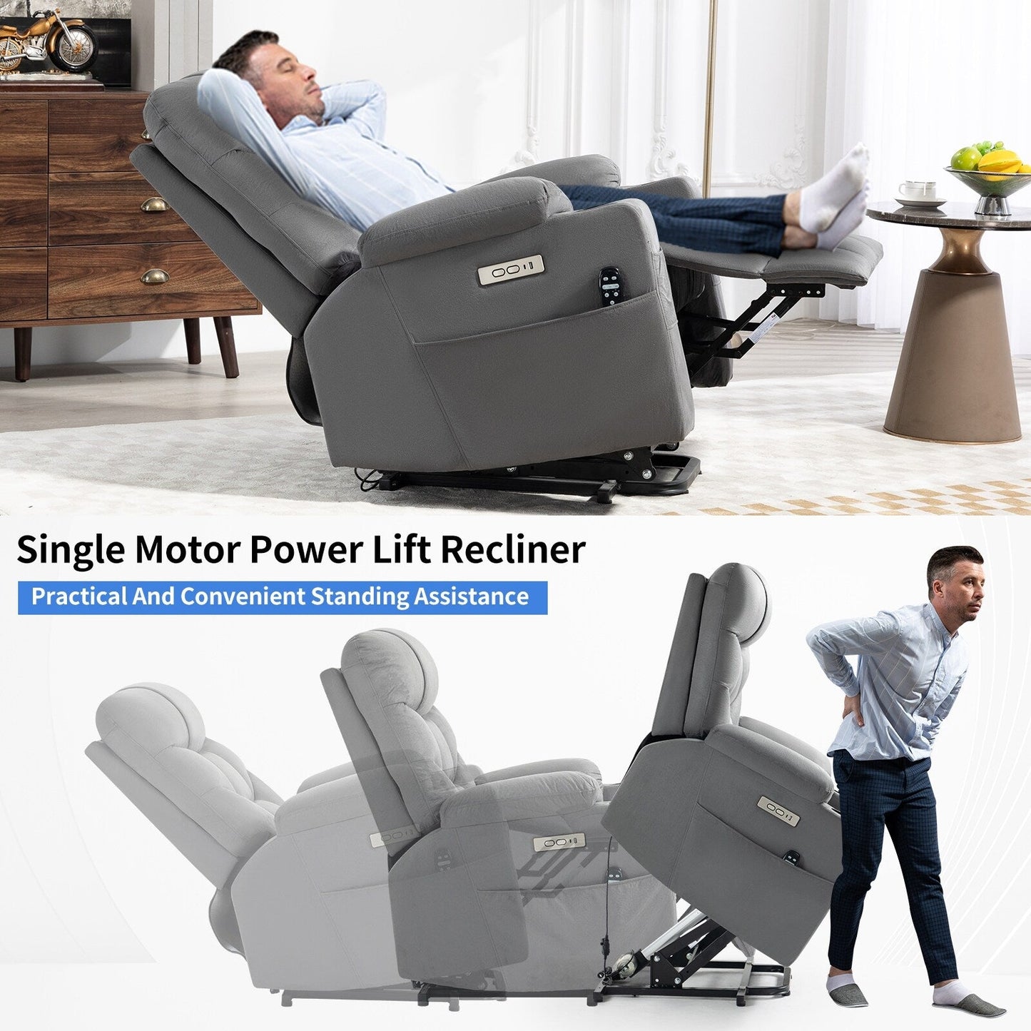Power Lift Recliner with Massage, Heat & USB Ports