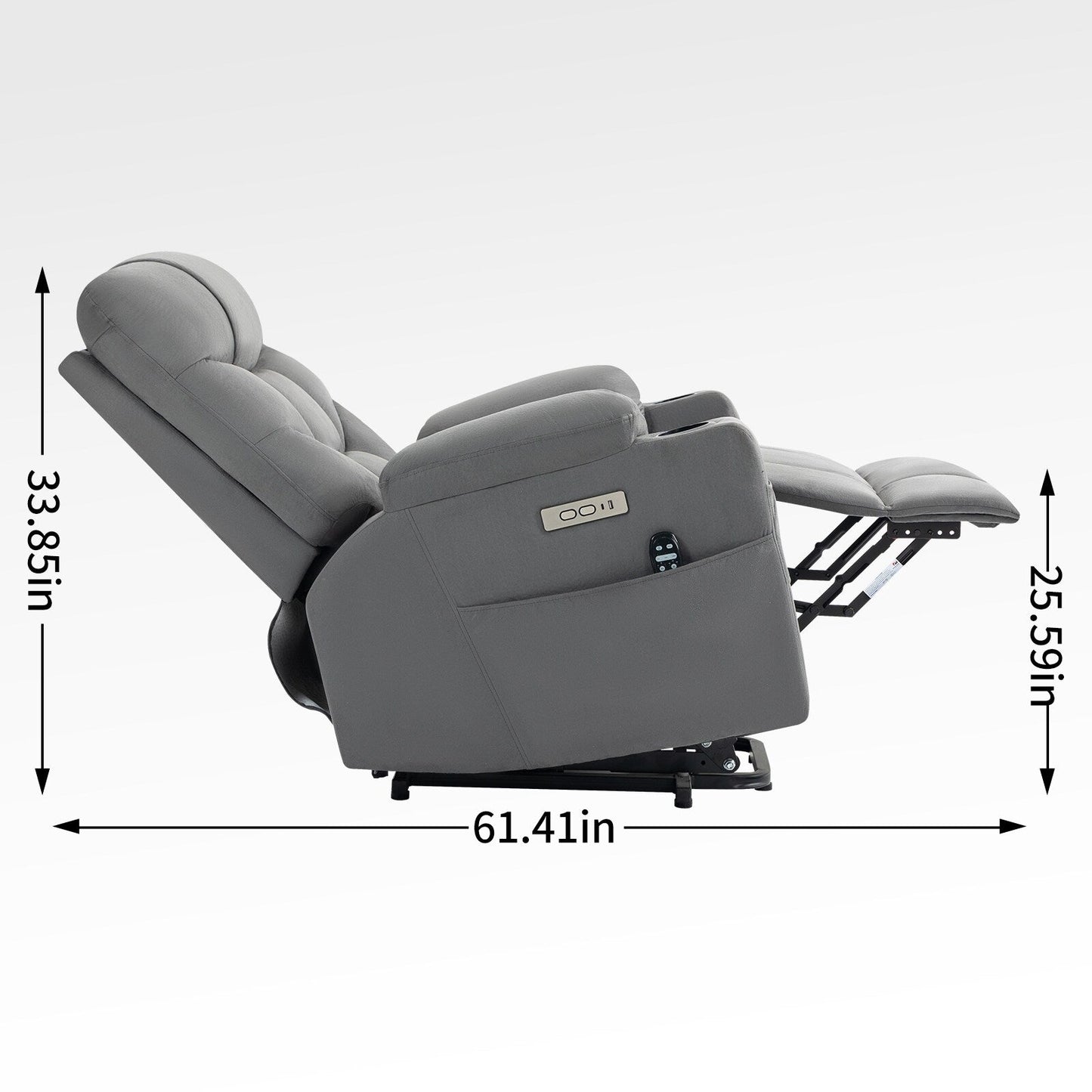 Power Lift Recliner with OKIN Motor, Massage, Heat, USB, and Cup Holders