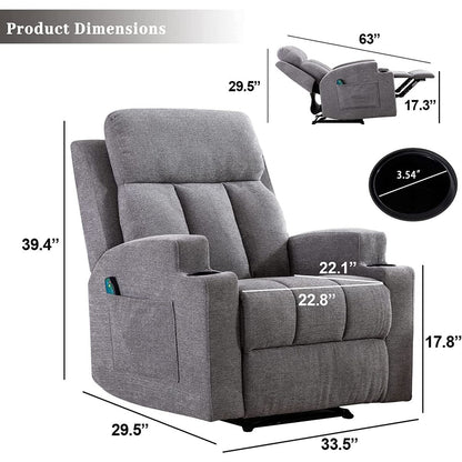 Massage Recliner and Manual Singles Sofa with Remote control