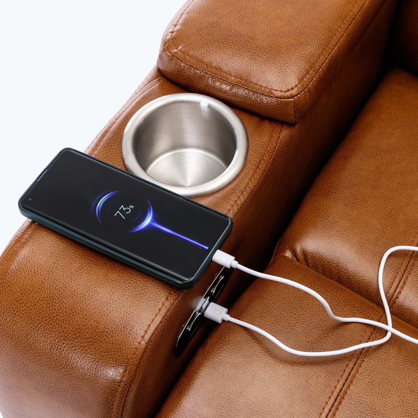 Power Motion Recliner with USB Charging Port and Hidden Arm Storage,with Convenient Cup Holder Design,and stereo