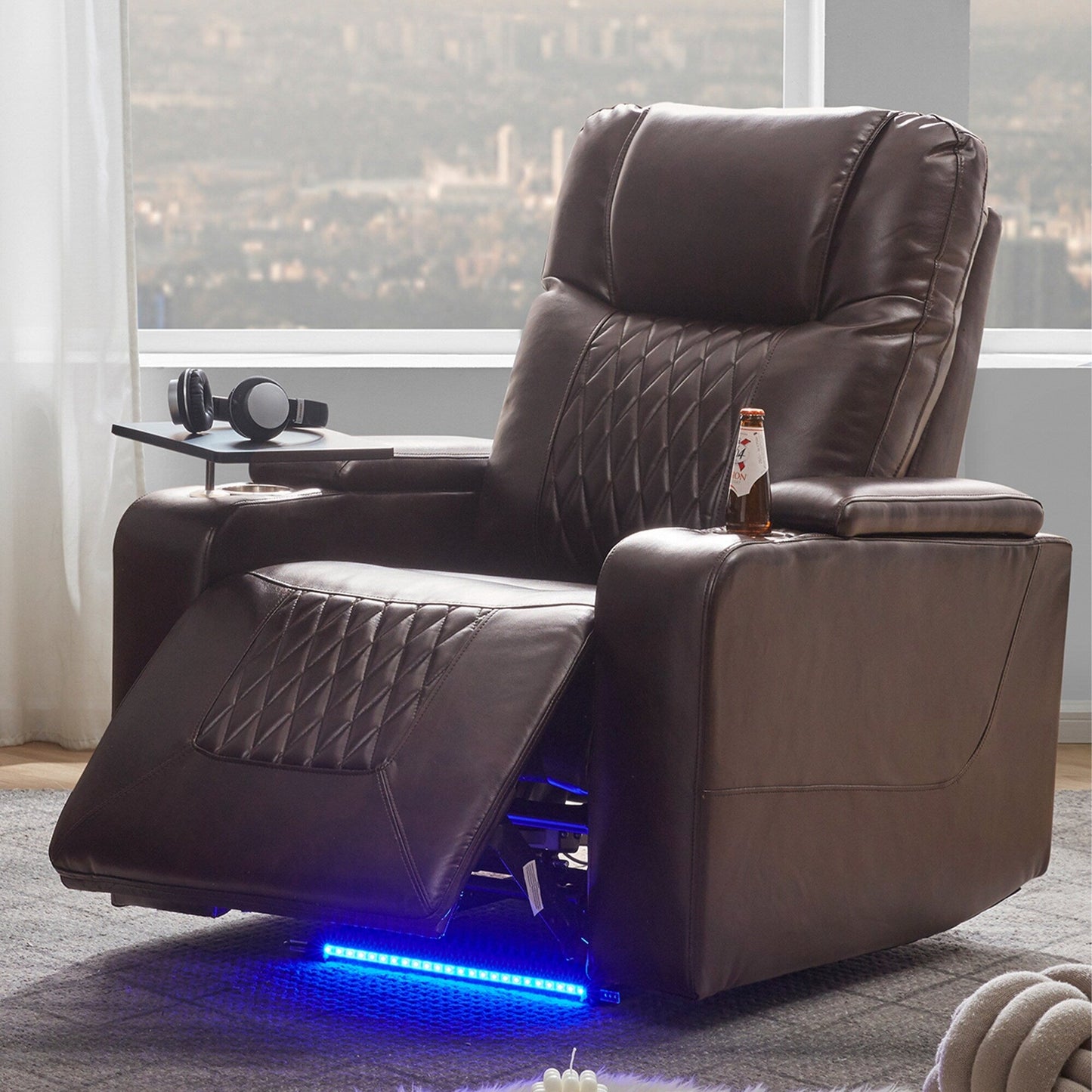 Power Motion Recliner with USB Charging Port and Hidden Arm Storage