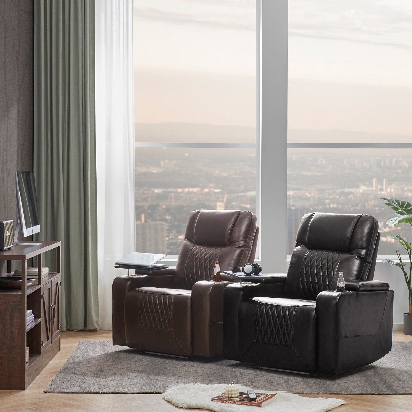 Power Motion Recliner with USB Charging Port and Hidden Arm Storage