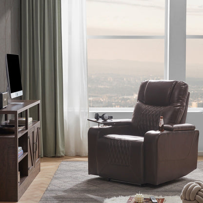 Power Motion Recliner with USB Charging Port and Hidden Arm Storage