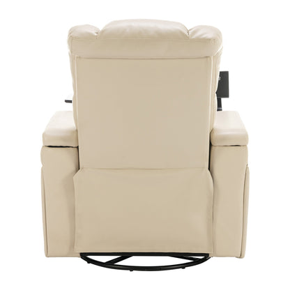 Power Recliner Chair with 270° Swivel, Tray, USB & Cup Holders