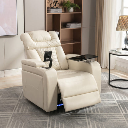 Power Recliner Chair with 270° Swivel, Tray, USB & Cup Holders