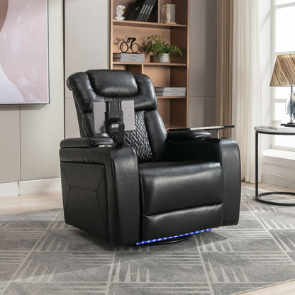 Power Recliner Chair with 270° Swivel, Tray, USB & Cup Holders