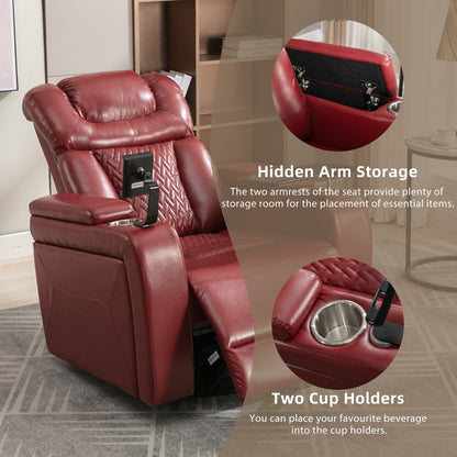 Power Recliner Chair with 270° Swivel, Tray, USB & Cup Holders