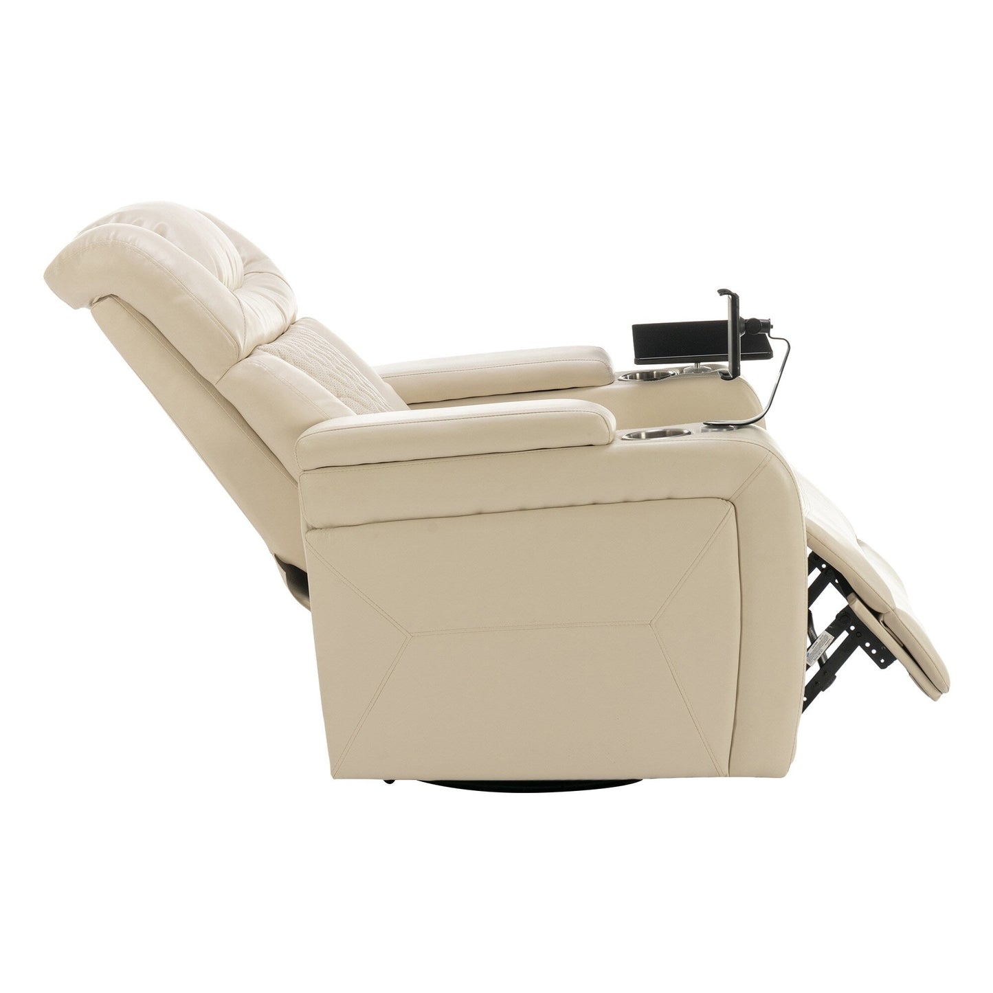 Power Recliner Chair with 270° Swivel, Tray, USB & Cup Holders