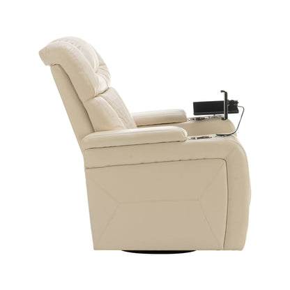 Power Recliner Chair with 270° Swivel, Tray, USB & Cup Holders