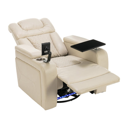 Power Recliner Chair with 270° Swivel, Tray, USB & Cup Holders