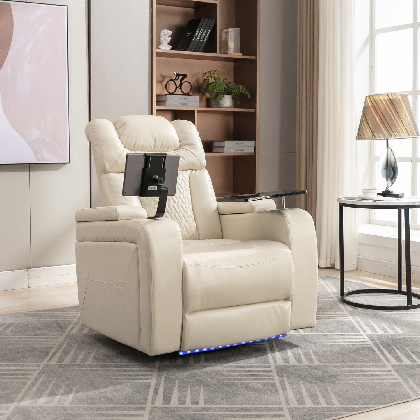 Power Recliner Chair with 270° Swivel, Tray, USB & Cup Holders