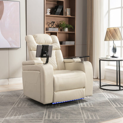 Power Recliner Chair with 270° Swivel, Tray, USB & Cup Holders