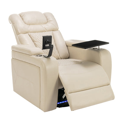 Power Recliner Chair with 270° Swivel, Tray, USB & Cup Holders