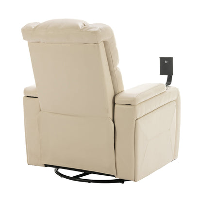 Power Recliner Chair with 270° Swivel, Tray, USB & Cup Holders