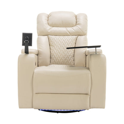 Power Recliner Chair with 270° Swivel, Tray, USB & Cup Holders