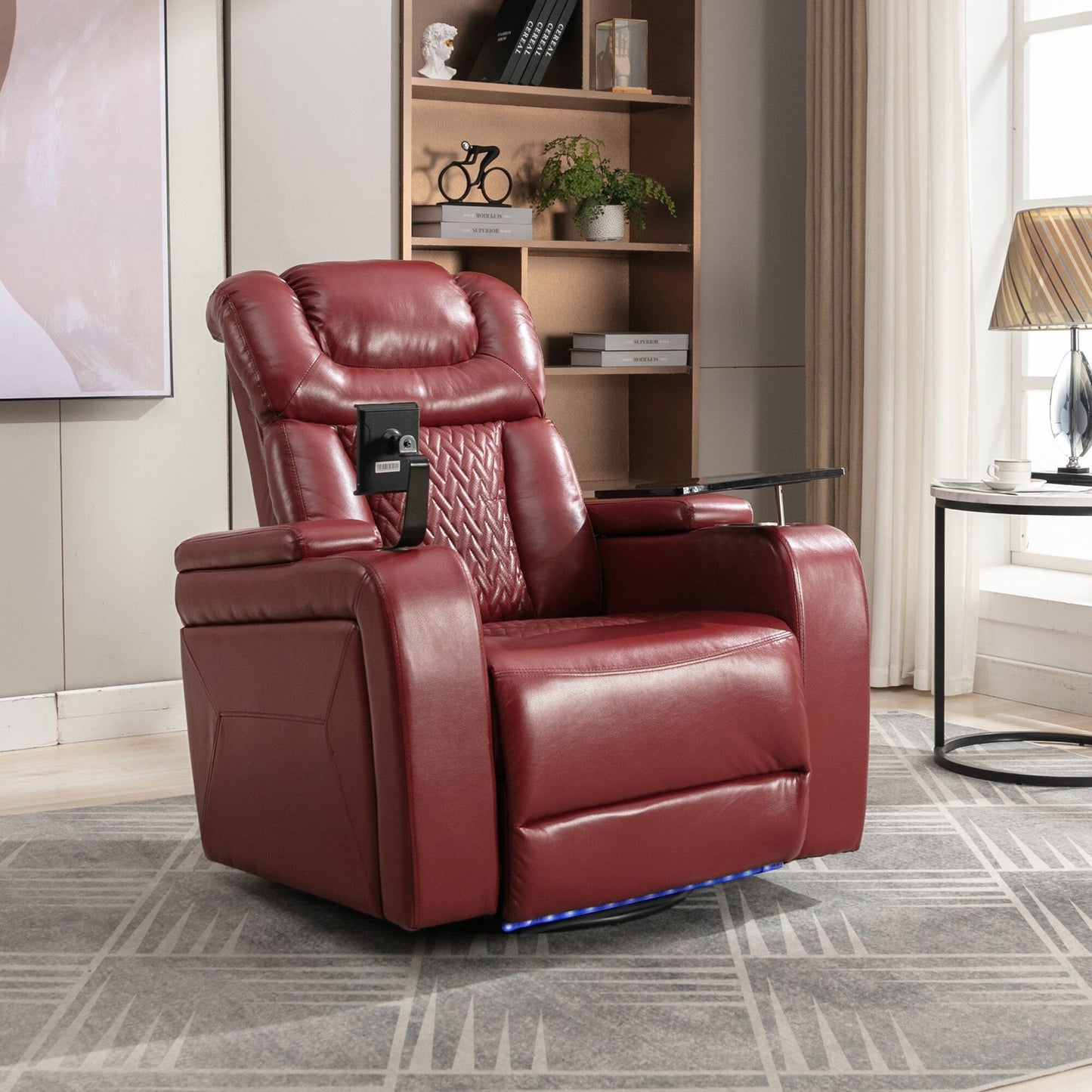 Power Recliner Chair with 270° Swivel, Tray, USB & Cup Holders