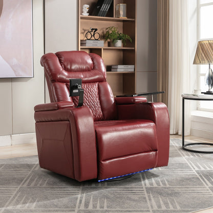 Power Recliner Chair with 270° Swivel, Tray, USB & Cup Holders