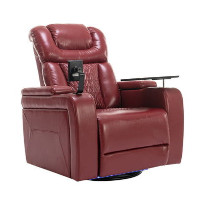 Power Recliner Chair with 270° Swivel, Tray, USB & Cup Holders