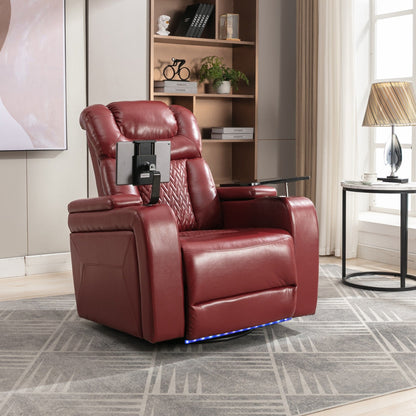 Power Recliner Chair with 270° Swivel, Tray, USB & Cup Holders