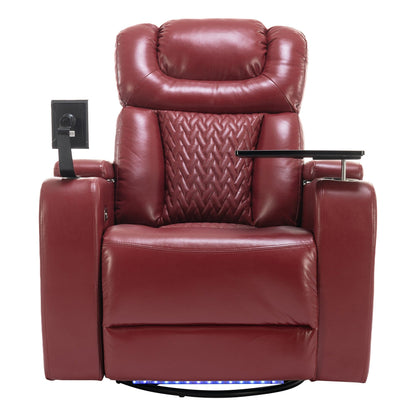 Power Recliner Chair with 270° Swivel, Tray, USB & Cup Holders