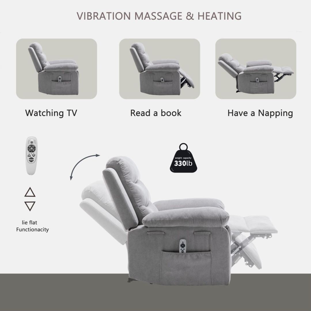 Power Recliner Chair with Adjustable Massage Function for Living Room
