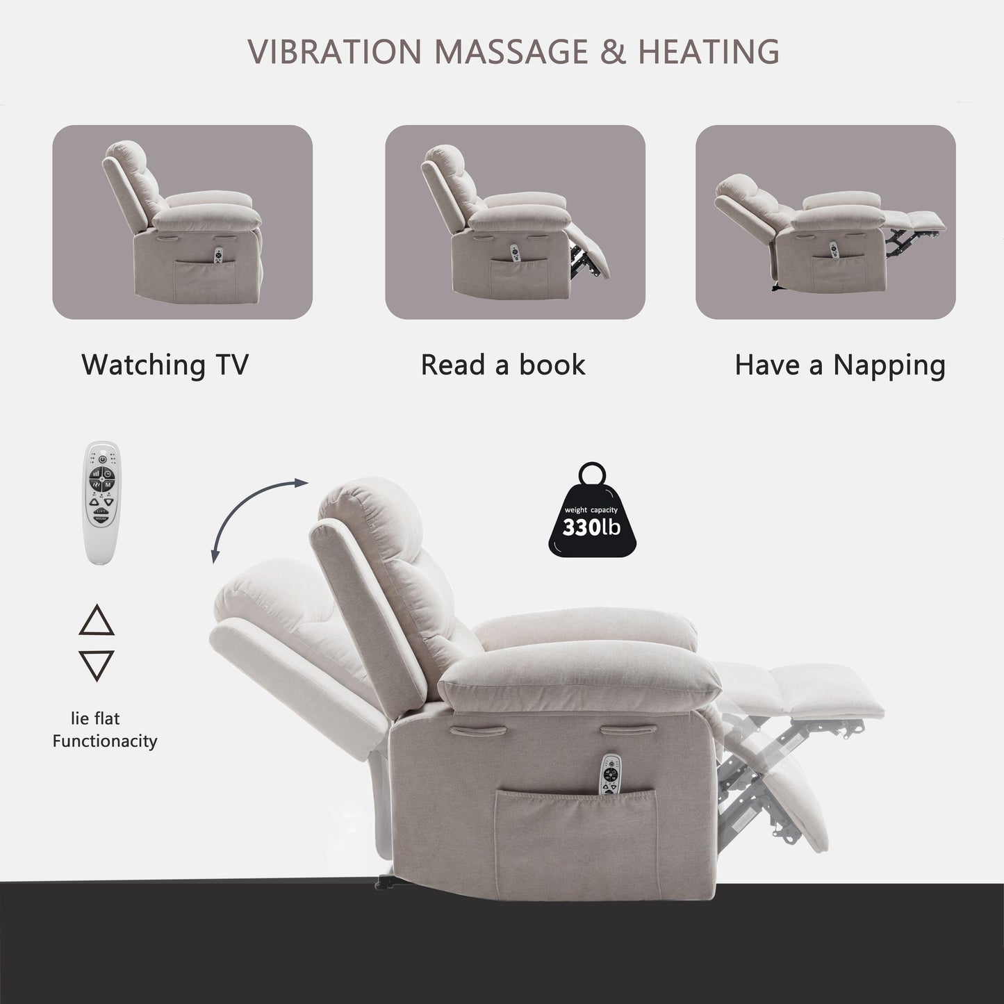 Power Recliner Chair with Adjustable Massage Function