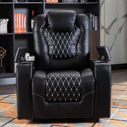 Electric Home Theater Overstuffed Single Reclining Sofa with Hidden Arm Storage