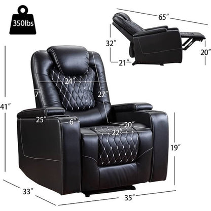 Electric Home Theater Overstuffed Single Reclining Sofa with Hidden Arm Storage