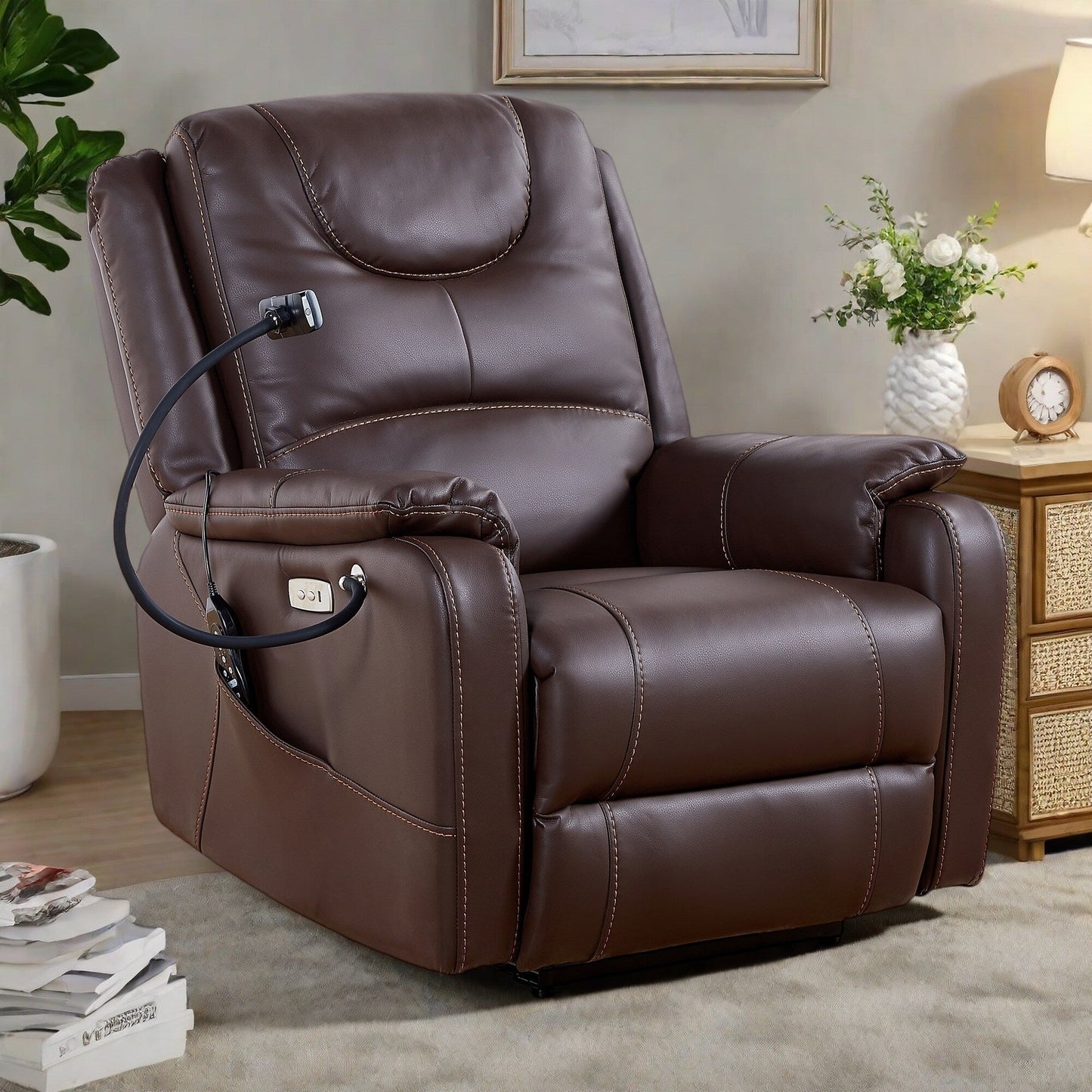 Power Recliner Chair with Zero Gravity, Massage and Heat, USB Port, and Phone Holder