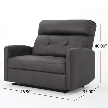 Power Recliner Chair, Oversize Wide Seat, Tufted Slate Gray Microfiber