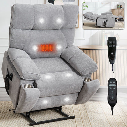 Power-Remote Lift Recliners with Hidden Cup Holders, Heat Massage