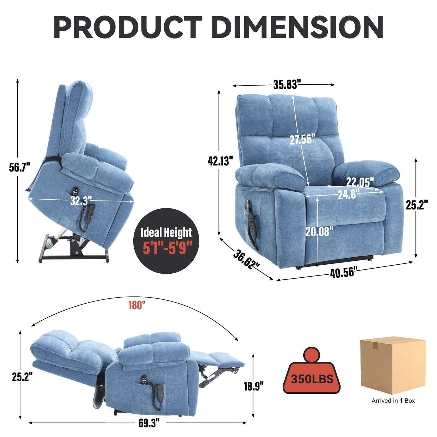 Power-Remote Lift Recliners with Hidden Cup Holders, Heat Massage