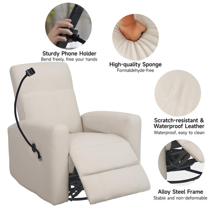 Power Swivel Glider Chair Nursery, Swivel Rocker Recliner with USB Ports
