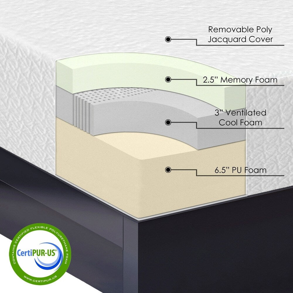 Premium 12 Inch Memory Foam Mattress and Bed Frame Set By Crown Comfort