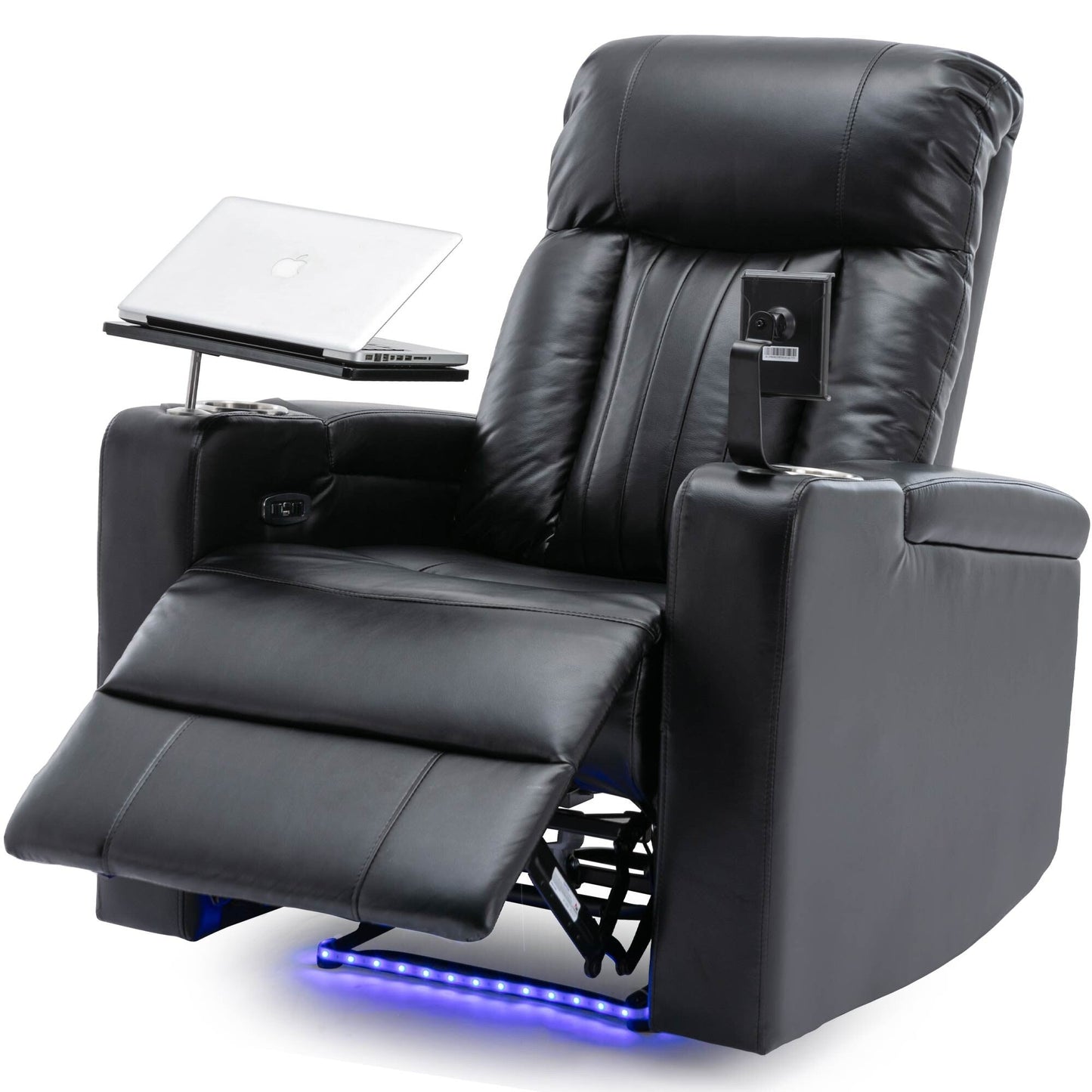 Premium Power Recliner with Storage Arms, Cupholders, Swivel Tray Table and Cell Phone Stand