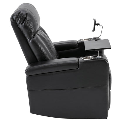 Premium Power Recliner with Storage Arms, Cupholders, Swivel Tray Table and Cell Phone Stand