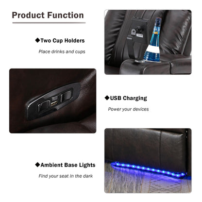 Premium Power Recliner with Storage Arms, Cupholders, Swivel Tray Table and Cell Phone Stand